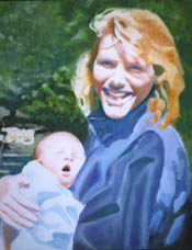 Portrait of B. and baby, Oil, 20x24