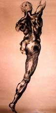 Michelangelo, ink figure study